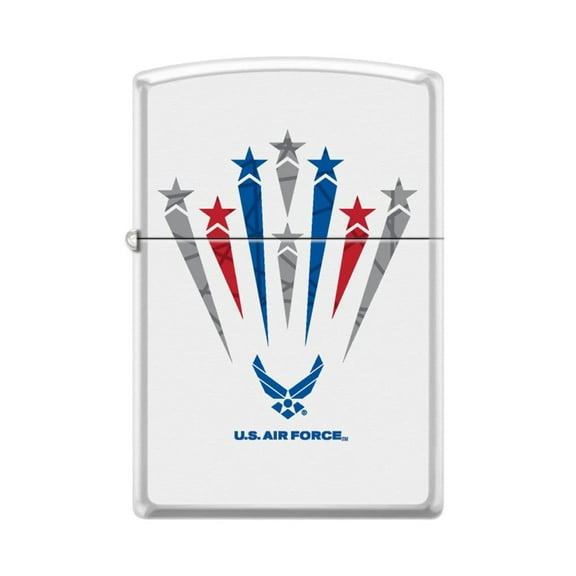 Zippo Lighter - Personalized Custom Message Engraved on Backside for U.S. Air Force USAF White Matte #Z5129