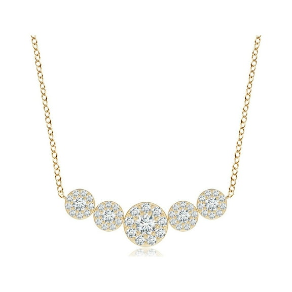 ANGARA Lab Grown 5 Stone Diamond Necklace for Women in 14K Yellow Gold (Size-3.8mm| Color-F-G| Clarity-VS) | April Birthstone, Anniversary, Jewelry Gift for Women | Lab-Grown Diamond Necklace