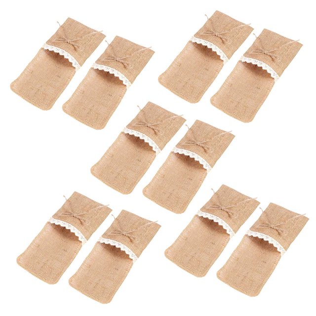 100 Piezas Contenedor para Cubiertos de Mesa de Boda de Campo Bolsillos de Arpillera Natural para Cubiertos Bolsillos para Tenedor Decoración Rústica de La Boda