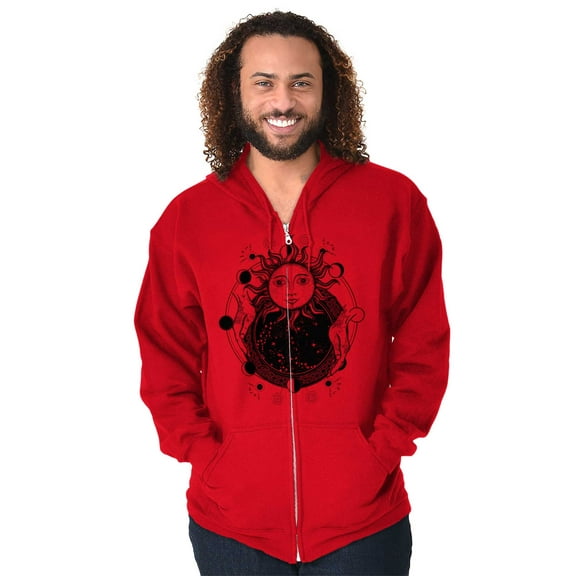 Celestial Sun Space Hands Spiritual Unisex Fleece Graphic Zip Up Hoodie Brisco Brands 2X