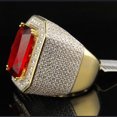 thumbnail image 3 of Trayknick Bague Punk Homme Forme Carrée Faux Rubis Saphir Incrusté Bijou de Fête Cadeau Bleu US 5, 3 of 10