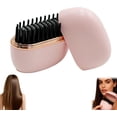 thumbnail image 1 of Mini Hair Straightener,3-Speed Temperature Control, Portable Electric Hair Straightener Brush 30s Heating,Rapid Heating & Anti Scald Shell, Cordless Straightening Comb for Travel,Pink, 1 of 7
