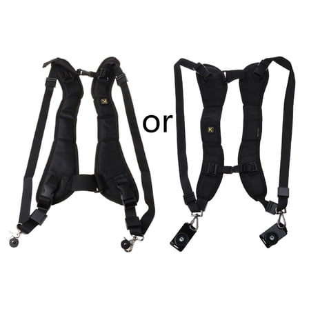 Black Double Dual Camera Shoulder Strap Quick Rapid Sling Belt Adjustment for Camera Digital DSLR Strap