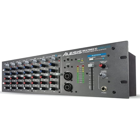 Alesis MultiMix 10 Wireless - 10-Channel Rackmount Audio Mixer With Bluetooth, 4 Jack / XLR High-Headroom Inputs, 2 Band EQ per Channel & Aux Sends