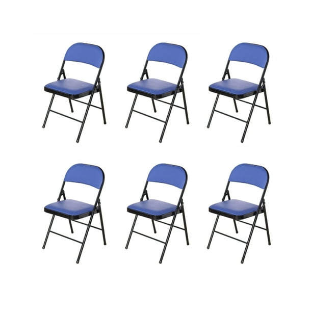 Set de 6 Sillas Plegables Ilios Innova Acojinadas Color Azul con Negro 45cm x 45cm x 76cm