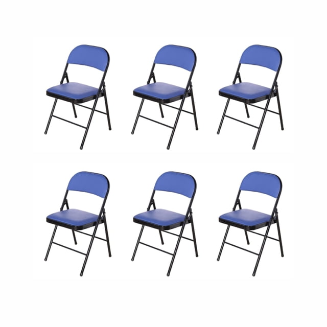 Set de 6 Sillas Plegables Ilios Innova Acojinadas Color Azul con Negro 45cm x 45cm x 76cm