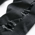 thumbnail image 5 of Men's Slim Fit Ripped Jeans Regular Fit Denim Pants with Holes Mens Jeans Relax Fit Ripped Jeans Destroyed Straight Denim Pants Harajuku Hip Hop Trouser Streetwear, M&Black, 5 of 7
