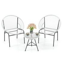 Barara King Patio Relaxation Sets,3 Pieces Patio Acapulco Furniture Bistro Set with Glass Table-White