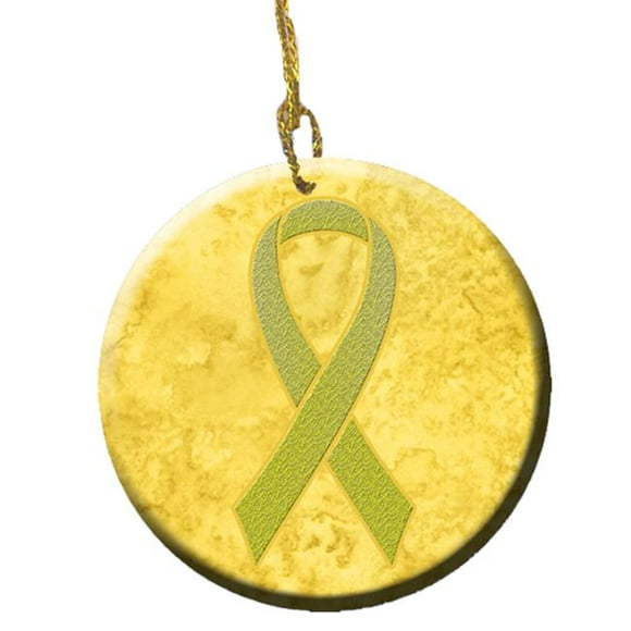 Yellow Ribbon for Sarcoma, Bone or Bladder Cancer Awareness Ceramic Ornament, 2.81 Dia