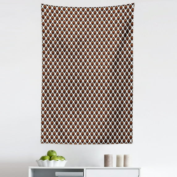 Abstract Tapestry, Composition with Brown Tones Retro Oval Traditional Motifs, Fabric Wall Hanging Decor for Bedroom Living Room Dorm, 5 Sizes, Brown Black White, by Ambesonne