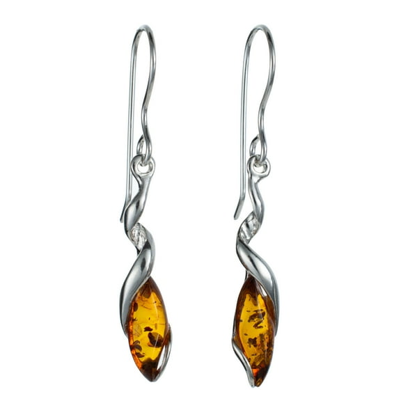 Sterling Silver and Baltic Honey Amber Earrings "Genesis"