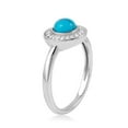 thumbnail image 4 of Rhodium Plated Sterling Silver 925 Simulated Turquoise Halo Ring White CZ Jewelry Female Size 9, 4 of 4