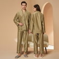 thumbnail image 2 of Sngxgn Womens Pajamas Set Short Sleeve Tops with Pants Pjs Soft V Neck Sleepwear Lightweight Loungewear(Khaki,XL), 2 of 5