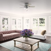 Hunter Fan 42 Crest field Matte Silver Low Profile Ceiling Fan with LED Light and Pull Chain