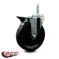 thumbnail image 2 of 6 Inch Phenolic Wheel Swivel 5/8 Inch Threaded Stem Caster with Brake SCC, 2 of 2