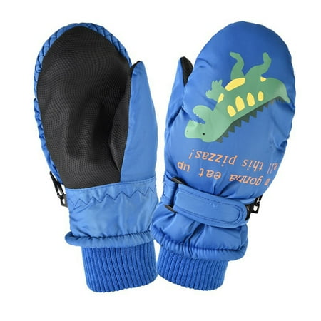

HES 1 Pair Toddler Gloves Ultra-Thick Cartoon Pattern Super Soft Easy-wearing Comfortable to Wear Keep Warm Polyester Windproof Child Ski Outdoor Sport Gloves for School