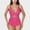 Pink, variant on Women's Deep V Mesh Panel One Piece Swimsuit with Sheer Waist Detail and Adjustable Straps - Large, Blue