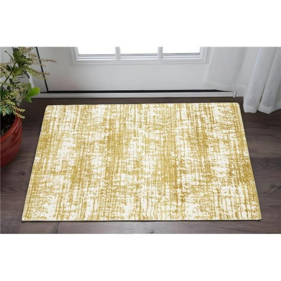 HomeRoots 575307 2 x 3 ft. Abstract Rectangle Area Rug, Gold & Ivory