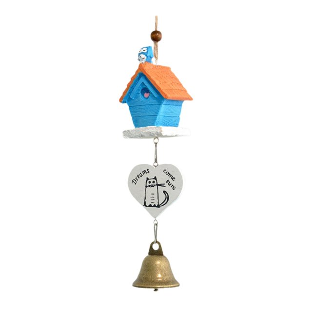 Colaxi Cartoon Wind Chime Home Decoration Birthday Gift Rustic Windchime Indoor and Outdoor Decor for Living Room Tree Study Outside Blue House