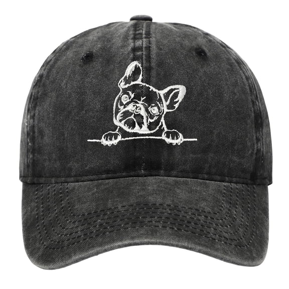 Yuanlong Unisex Hats Puppy Embroidery Cotton Washed Baseball Cap Outdoor Casual Sun Protection Sport Hat