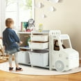 thumbnail image 3 of Costway Kids Toy Storage Organizer Toddler Playroom Furniture w/ Plastic Bins Cabinet Gray, 3 of 10