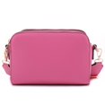 thumbnail image 2 of Bandolera EVVE Trendy con triple cremallera pequeña de piel vegana fucsia, 2 of 6