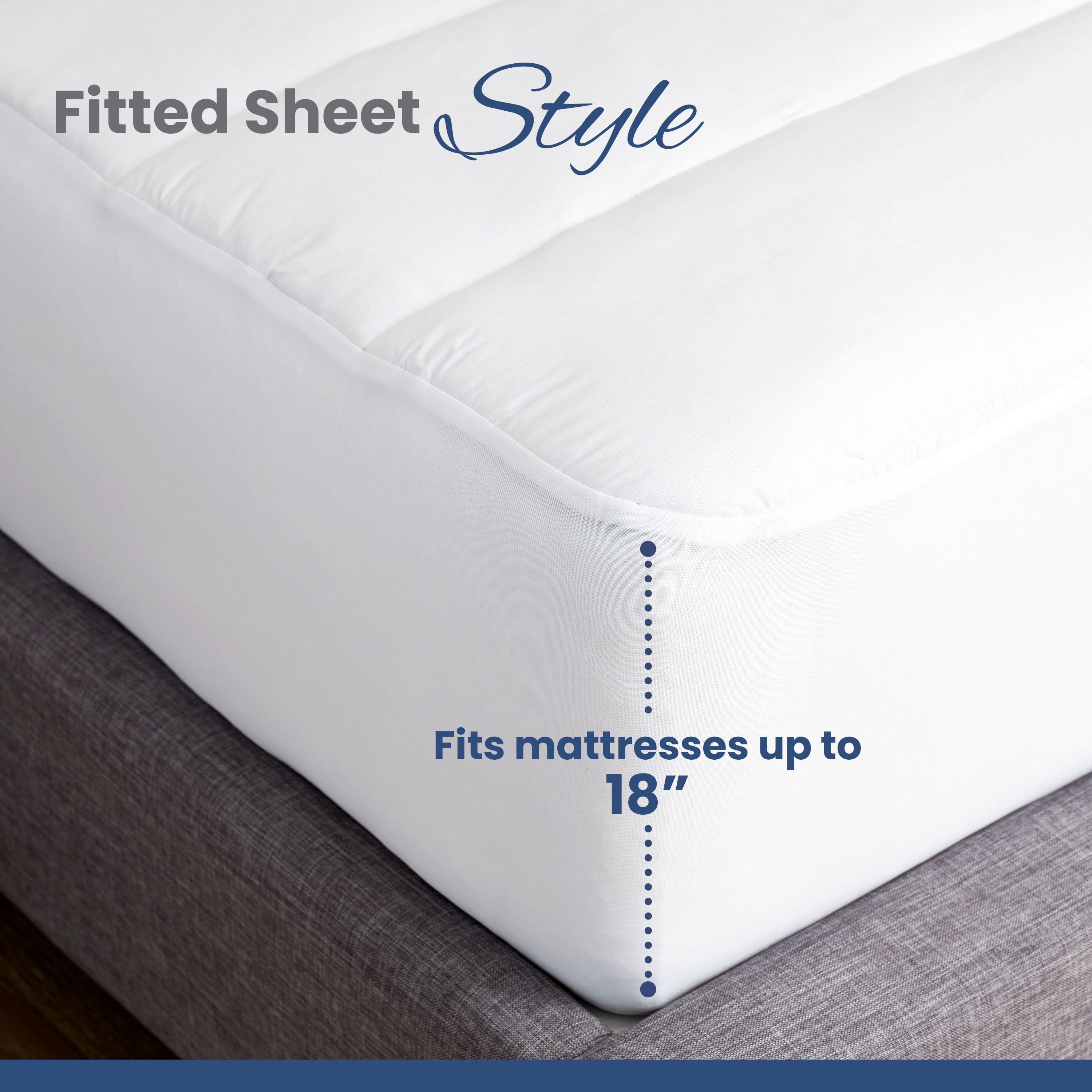 Martex Quilted Mattress Pad, Soft Breathable Polyester-Cotton Blend Fabric, Premium Polyester Fill Mattress Topper Pad, Deep Pocket Elastic Fit up to 18”, All-Season Comfort, Machine Washable, Queen