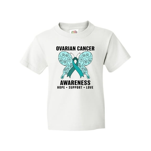 Inktastic Ovarian Cancer Awareness Hope Support and Love Youth T-Shirt