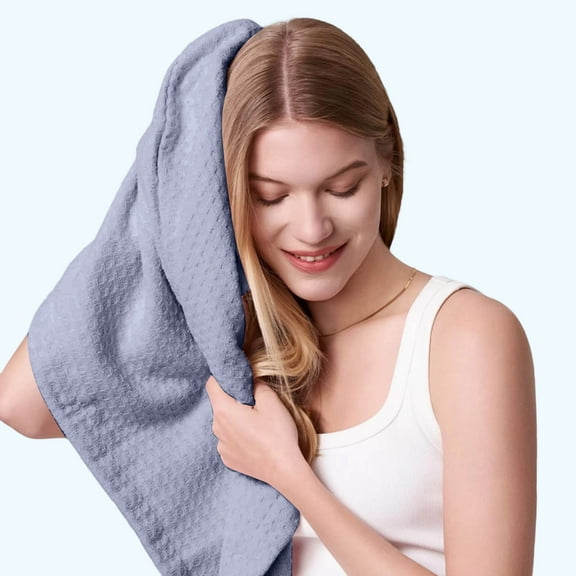 AQUIS Waffle Drying Towel - Polyester Hair-Drying, Ultra-Absorbent, Anti Frizz, Hair Damage Protection for Straight and Curly Hair ,Gray,1PC