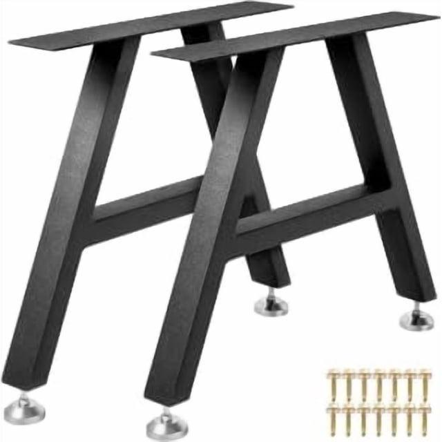 QinaQin Patas metálicas en forma de X para mesa de centro, altura de 40.6 cm, acero resistente en color negro, juego de 2 para proyectos DIY de mesa lateral o banco
