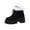 Black, variant on Dasayo Furry Womans Boots Chunky Ankle Black Lace up Slip on Low Heel Snow Shoes Ladies Shoes 36