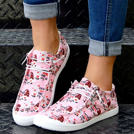 

Xahyotn Women Shoes Casual Valentine Day Love Printing Sports Shoes Canvas Fashion Casual Shoes Summer Gift