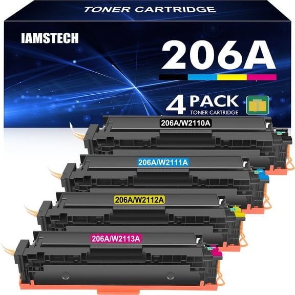 206A 206X Toner Cartridges with Chip Compatible for HP 206A W2110A 206X W2110X Color LaserJet Pro MFP M283fdw M283cdw M255dw M283fdn M282nw M283 M255 Printer Ink (Black Cyan Magenta Yellow 4-Pack)