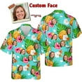 thumbnail image 2 of Customized Tropical Floral Hawaiian Shirt with Face for Men and Women, Wife's Husband\u2019s Photo Aloha Beach Fruit Flower Shirts (414) (4XL), 2 of 5