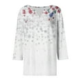 thumbnail image 5 of Amidoa Women Tops Christmas 3/4 Sleeve V-Neck Tunic Snowflake Prints Buttons Blouses Womens T Shirt L, 5 of 5