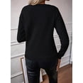 thumbnail image 4 of Womens Trendy Casual Crewneck Long Sleeve Cable Knit Light-Weight Oversized Fall Sweaters Pullover Tops Black M, 4 of 7