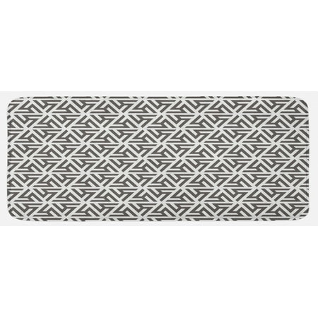 

Modern Kitchen Mat Snowflake Geometrical Lines Triangles and Shapes Art Print Plush Decorative Kitchen Mat with Non Slip Backing 47 X 19 White and Army Green by Ambesonne