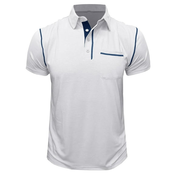 FAIWAD Men's Short Sleeve Shirts Lapel Button Down Tops Stretch Breathable Pullover Tops with Pocket
