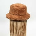 thumbnail image 5 of UTSJKR Faux Fur Winter Bucket Hat for Women Fluffy Warm Hat Wide Brim Solid Color Thick Fisherman Soft Fuzzy Snow Ski Cap Brown, 5 of 5