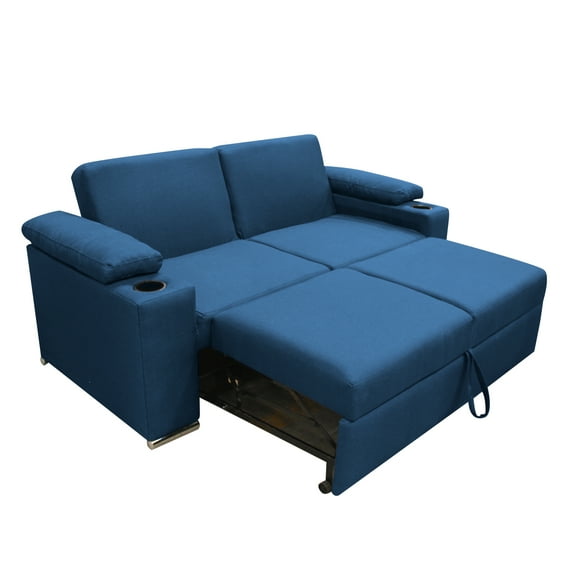Sofa cama Matrimonial Plegable en Tela Malta color Marino Mobydec Element sofa cama portavasos