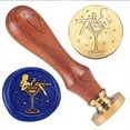 thumbnail image 2 of 1pc Wine Glasses Lady Wax Stamp Magic Wax Sealing Stamp 1" Brass Head Stamp with Wooden Handle Retro Wax Seal Stamp, 2 of 9