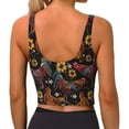 thumbnail image 3 of Haiem Sunflower Rooster Pattern Womens Sports Bra - U Neck Padded Low Impact Yoga Bra Workout Crop Top Gym Moisture-Wicking Workout Vest -Small, 3 of 9