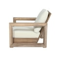 thumbnail image 6 of GDF Studio Andrae Outdoor 3 Piece Acacia Wood Chat Set, Brown and Beige, 6 of 12