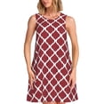 thumbnail image 1 of Honeii Robe Sans Manches à Imprimé Marocain Rouge pour Femmes, Robe Décontractée Ample pour Femmes, Robe de Mode d'Été, 1 of 7