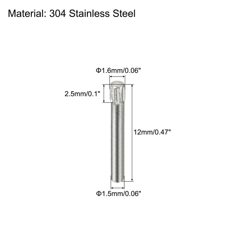 6.1x50mm 304 Stainless Steel Dowel Pins, 80Pack Knurled Head Flat Chamfered End Dowel Pin