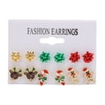 thumbnail image 1 of Juego de joyas navideñas Jadeshay 6 pares de aretes navideños para niñas estética elegante, 1 of 8
