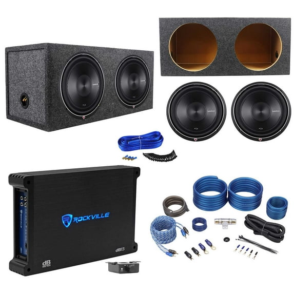 (2) Rockford Fosgate P2D2-12 12" Subs+Sealed Enclosure+750W Amplifier+Wire Kit