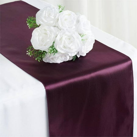 

Efavormart Premium SATIN Table Top Runner For Weddings Birthday Party Fit Rectangle and Round Table 12 x 108 Eggplant