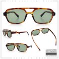 thumbnail image 2 of SA106 Snug Double Bridge Flat Top Retro Square Aviator Sunglasses / Tortoise - Green, 2 of 7
