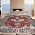 thumbnail image 2 of Design&I 8'x10' Washable Area Rug Assorted Boho Vintage Border Door Mongolian Checkered Nylon Hallway for Dining Room, Large Office, Lounge, Snag-Free, 2 of 7